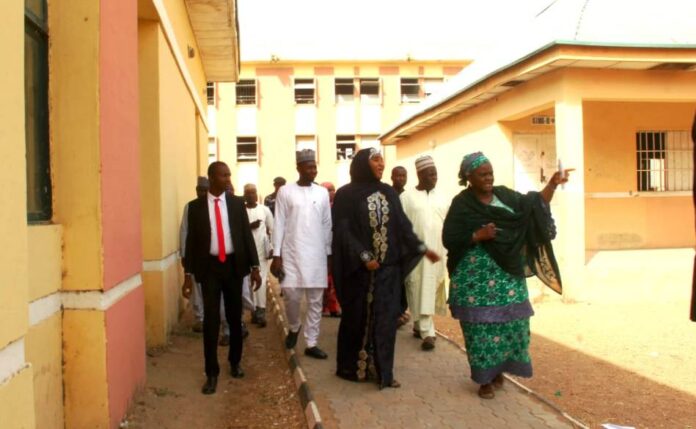 Revitalising Unity Schools The honourable Minister of State for Education Prof Suiwaba Sa'id Ahmad inspecting Federal Government College Kano with Principal on her left and others