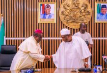 Secretary to the Government of the Federation, Sen. George Akume, fnim, CON, receives the Northern Pentecostal and Charismatic Bishops Communion of Nigeria led by Archbishop John Praise Daniel on courtesy visit on Friday, 2nd May, 2025 in his office.
