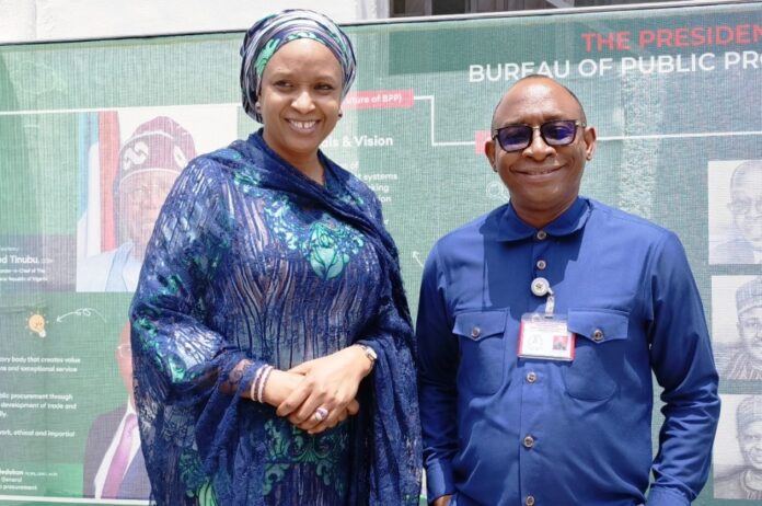 Seamless Procurement Processes R-L: Director-General, Bureau of Public Procurement (BPP) Dr. Adebowale A. Adedokun, MCIPS, ACFE, and the Senior Special Assistant to President, Federal Republic of Nigeria on Policy Coordination/Head, Central Results Delivery Coordination Unit, Hajia Hadiza Bala during her visit to BPP in Abuja