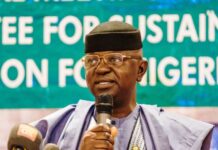 The Honourable Minister of Water Resources and Sanitation, Engr. Prof. Joseph Terlumun Utsev, delivering his address at the Inaugural Meeting Of the Steering Committee for Sustainable Power and Irrigation for Nigeria (SPIN) Project, in Abuja , today, Friday, 9th May 2025