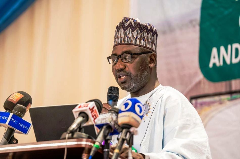 The Permanent Secretary of the Federal Ministry of Power, Mr. Mahmud Mamman, who represented the Honourable Minister of Power, is pictured delivering his remarks during the inauguration ceremony.