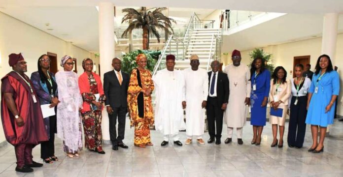 From left. Special Adviser to the President on Policy and Coordination, Hadiza Bala Usman; Vice President Kashim Shettima ; Deputy Chief of Staff to the President office of the Vice President, Senator Ibrahim Hadejia and Former Permant Secretary, Office of the SGF, Mr. Olusegun Adekunle during the Presentation of the National Policy Framework to the Vice President by the SA to the President on Policy and Coordination at the Presidential Villa in Abuja on Monday (26/05/2025).
