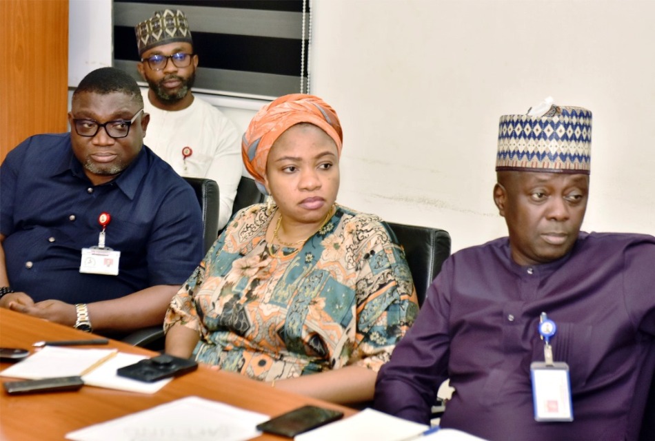 R-L: Head, Public Relations/Media, Mr. Zira Zakka Nagga, Head, Legal Services, Mrs. Rabiat O. Yahaya and Mr. Olanrewaju Abati, Agriculture and Water Resources and Head, Regulations and Database/ICT, Mr. Saeed D. Umar during National Automotive Design and Development Council (NADDC) visit to BPP in Abuja.