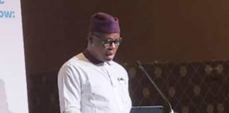 The Honourable Minister of State for Health & Social Welfare Dr Iziaq Adekunle Salako addressing participants @ the sideline of World Health Assembly 78; on the future of healthcare funding in Africa and globally- organized by Nigeria's Federal Ministry of Health & Social Welfare and, other partners.