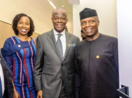 R-L 1. Former Vice President, Yemi Osinbajo, SAN, GCON 2. Honourable Minister of Finance and Coordinating Minister of the Economy, Mr Wale Edun, OFR and 3. Mrs Sayande Okoli, Special Adviser to the President on Finance and Economy, pictured at the 32nd Afreximbank Annual Meetings held in Abuja, Nigeria