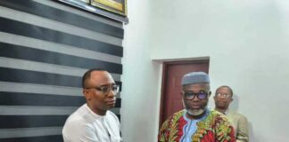 The Executive Chairman of Fiscal Responsibility Commission (FRC), Victor Chinemerem Muruako Esq. presenting their proposed MoU document to the DG-BPP, Dr. Adebowale A. Adedokun FCIPS, ACFE after a fruitful deliberation.