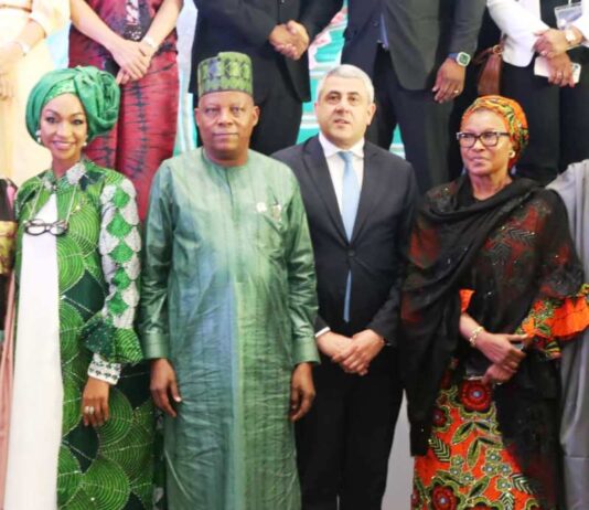 L to R. Hon. Minister of Art, Culture, Tourism, and Creative Economy Barr.Hannatu Musa Musawa, VP Kashim Shettima, UN Secretary General on TourismMr Zurab Pololikashivili and the FCT Senator Ireti Heebah Kingibe at the CAF 2025 meeting in Abuja.