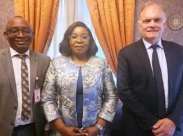 L-R: Director-General of the Bureau of Public Procurement (BPP),Dr. Adebowale Adedokun; Head of the Civil Service of the Federation, Mrs. Didi Esther Walson-Jack, OON, mni, Group Chief Executive Officer of the Chartered Institute of Procurement & Supply (CIPS), UK,Mr. Ben Farrell in Abuja.