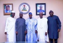 From Left to Right 1. Abdulkabir Adisa Aliu, CEO of Matrix Energy 2. Alhaji Auwalu Abdullahi Rano, CEO of A.A. Rano 3. Wale Edun, Honourable Minister of Finance and Coordinating Minister of the Economy. 4. Yakubu Maishanu, Chairman/CEO of AYM Shafa Ltd 5. Temitope Akinyemi, S.A to the Minister.