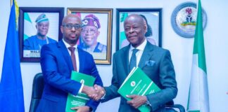 R-L: Honourable Minister of Finance and Coordinating Minister of the Economy Mr Wale Edun and Rwanda’s Minister of Finance and Economic Planning Mr Yusuf Murangwa, pictured shortly after the signing of the double Taxation Treaty agreement today to unlock cross-border investment on the sidelines of the 32nd Afreximbank Annual Meetings holding in Abuja, Nigeria