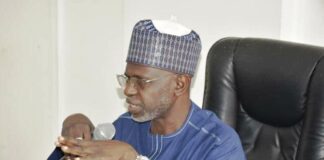 The representative of the Permanent Secretary, MPR. and Director of Planning, Research and Statistics Mr. Usman Abdulkadir making his remarks at the deployment exercise.