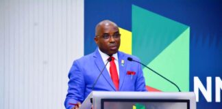 The Permanent Secretary, Ministry of Petroleum Resources, Dr. Emeka Vitalis Obi mni delivering his keynote address at the send forth ceremony in Abuja.