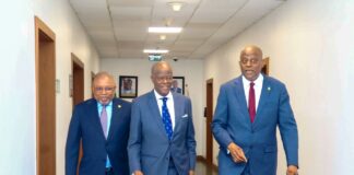 From Left to Right 1. Mr. Philip Ikeazor , Deputy Governor , Financial System Stability Directorate. CBN 2. Wale Edun: Honourable Minister of Finance and Coordinating Minister of the Economy. 3. Olayemi Cardoso : CBN Governor.