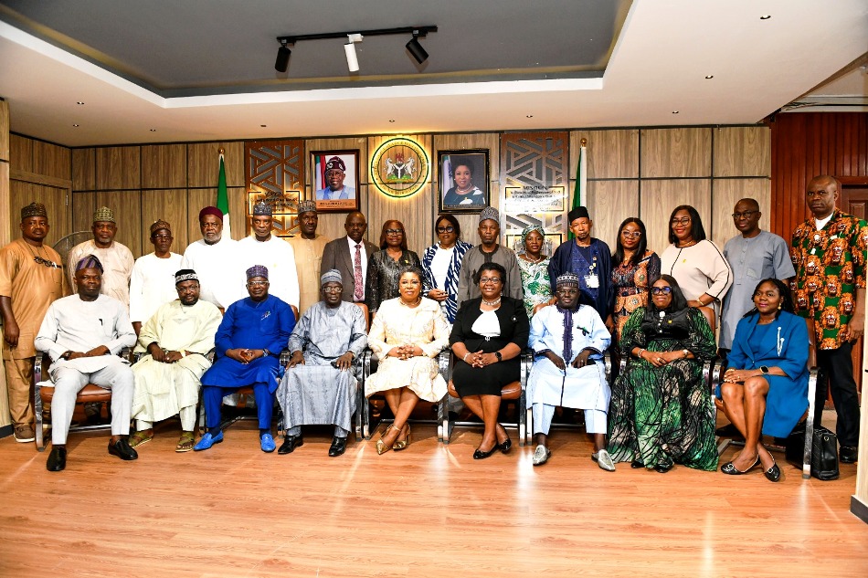 Head of the Civil Service of the Federation, Mrs. Didi Esther Walson-Jack, OON, mni (seated middle) in a group photograph with the Heads of State Services and the FCT during the flag-off of the Study Tour to the Federal Civil Service in Abuja.