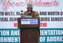 Secretary to the Government of the Federation, Sen. George Akume, fnim, CON, represented by the Permanent Secretary, Political and Economic Affairs Office, Engr. Nadungu Gagare, FNAIE officially launch the one - day Stakeholders' Sensitisation programme of the Northern Geopolitical Stakeholders' Meeting on the activation and implementation of the Local Government proof of address system on Tuesday, 17th June, 2025 in Abuja.
