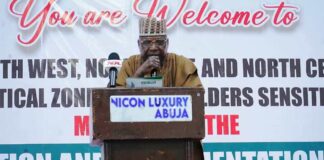 Secretary to the Government of the Federation, Sen. George Akume, fnim, CON, represented by the Permanent Secretary, Political and Economic Affairs Office, Engr. Nadungu Gagare, FNAIE officially launch the one - day Stakeholders' Sensitisation programme of the Northern Geopolitical Stakeholders' Meeting on the activation and implementation of the Local Government proof of address system on Tuesday, 17th June, 2025 in Abuja.