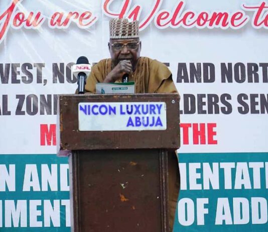 Secretary to the Government of the Federation, Sen. George Akume, fnim, CON, represented by the Permanent Secretary, Political and Economic Affairs Office, Engr. Nadungu Gagare, FNAIE officially launch the one - day Stakeholders' Sensitisation programme of the Northern Geopolitical Stakeholders' Meeting on the activation and implementation of the Local Government proof of address system on Tuesday, 17th June, 2025 in Abuja.