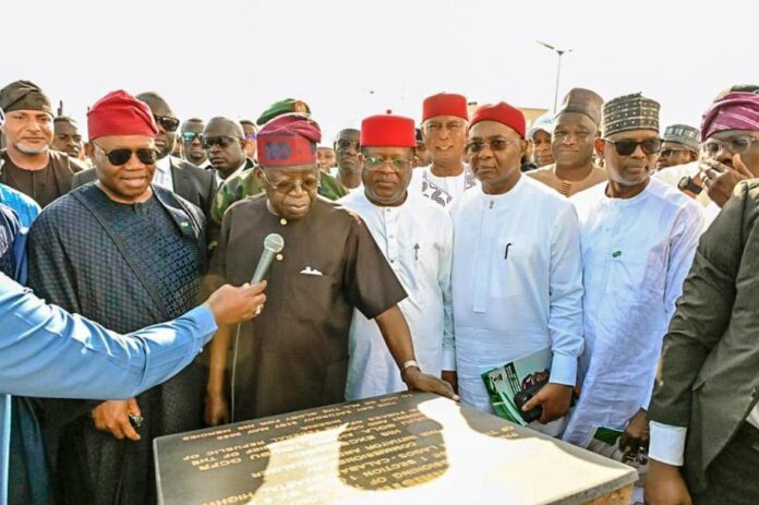 Plaque to Commission the Completed 30-kilometres of the Lagos-Calabar Coastal Highway His Excellency, President Bola Ahmed Tinubu, GCFR unveils the Plaque to Commission the Completed 30-kilometres of the Lagos-Calabar Coastal Highway, Phase 1, Section II (Ahmadu Bello Way-Eleko Village) in Lagos.