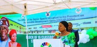 SSAP-SDGs, Princess Adejoke Orelope-Adefulire, delivering her keynote address.