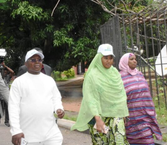 From left: Registrar, National Examination Council, Prof. Ibrahim Wushishi; Minister of State for Education, Prof. Suwaiba Ahmad; and the Special Adviser on Education and Quality Assurance to the Minister of State for Education, Mujida Bello, during the monitoring of 2025 National Common Entrance Examination (NCEE) at Model Secondary School, Maitama in Abuja on Saturday (14/6/25).