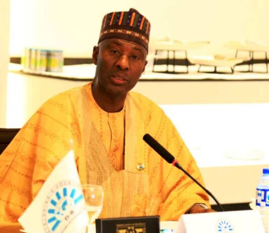 The Perm. Sec. FMITI, & D-8 Chairman, Amb. Nura Rimi, giving his opening remarks during the 8th Session of the Supervisory Committee of the D-8 PTA, hosted by the Federal Ministry of Industry, Trade and Investment, in Abuja on Monday 16th June 2025.