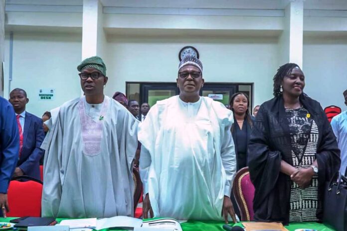 The 11th Ministerial Oversight Committee MOC meeting of the Basic Health Care Provision Fund BHCPF held in Abuja. L-R: Dr. Iziaq Adekunle Salako Honourable Minister of State for Health & Social Welfare; Coordinating Minister for Health & Social Welfare & Chair MOC, Prof. Muhammad Ali Pate & Ms. Daju Kachollom mni, Permanent Secretary Federal Ministry of Health & Social Welfare.