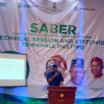 Mr.Gabriel Ohiemi, PEBEC South East Team leader giving his opening remarks