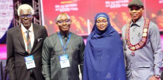 L-R: Registrar/CEO of Institute of Strategic Management of Nigeria [ISMN], Mr Obitunde Ibiyemi, FSM; Director General of Bureau of Public Procurement [BPP], Dr Adebowale Adedokun; Permanent Secretary, Career Management Office in the Office of the Head of Service of the Federation, Mrs Fatima Sugra Tabia Mahmood; and President of ISMN, Alex Enebeli Ndudi, FSM at the 2025 Annual Conference & 22nd AGM of the Institute of Strategic Management of Nigeria [Chartered] in Port-Harcourt, Rivers State