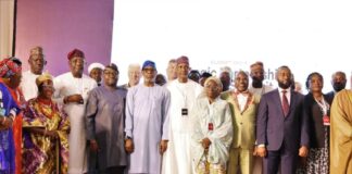 The 8th person in the picture from R-L is the Honourable Minister of Solid Minerals Development, Dr. Dele Alake. The 6th person is the Minister of Power, Chief Adebayo Adelabu. The 9th person is the Permanent Secretary of Solid Minerals Development Engr. Faruk Yusuf Yabo FNSE. The Kenyan Cabinet Secretary, Ministry of Mining, Blue Economy and Maritime Affairs of Kenya, Hassan Ali Joho. The Chief Executive officer of Tour Exploration, Segun Lawson including participants from different countries and Nigeria. During the opening session of the 4th edition of the African Natural Resources and Energy Investment Summit (AFNIS 2025), at the Banquet Hall of the State House, Abuja on 16th July, 2025