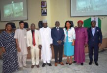 4th from L: Representative of RMAFC Chairman, Hon. Ismail Mohammed Agaka; 3rd L: Prof Ignatius Onimawo, Pro Chancellor, Federal University of Technology, Babura, Jigawa State; 5th L: Prof. Nnamdi Nwaodu, DG CAARS; 7th L: HRH, Eze Dr. Okechukwu Izim; 1st L: Dr. Nwarieji Felistas, Center for Circular Economy Technology Education amongst others at the First African Conference on Climate Justice held at RMAFC HQ, Abuja.