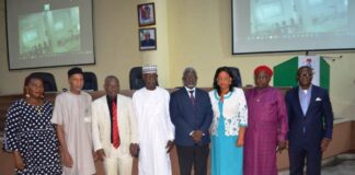 4th from L: Representative of RMAFC Chairman, Hon. Ismail Mohammed Agaka; 3rd L: Prof Ignatius Onimawo, Pro Chancellor, Federal University of Technology, Babura, Jigawa State; 5th L: Prof. Nnamdi Nwaodu, DG CAARS; 7th L: HRH, Eze Dr. Okechukwu Izim; 1st L: Dr. Nwarieji Felistas, Center for Circular Economy Technology Education amongst others at the First African Conference on Climate Justice held at RMAFC HQ, Abuja.