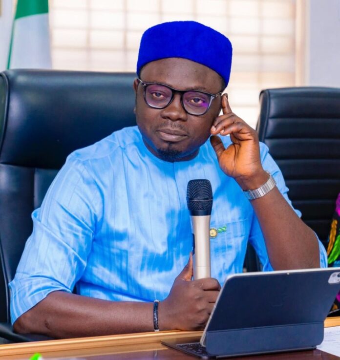 Comrade Ayodele Olawande The Honourable Minister of Youth Development, Comrade Ayodele Olawande, making his remarks at the meeting.