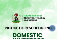 Federal Ministry of Industry Trade & Investment: Notice of Rescheduling - Domestic investors Summit