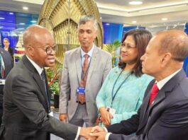 L-R: Nigeria's Minister of Marine and Blue Economy, Adegboyega Oyetola; Bangladesh's Alternate Permanent Representative to the International Maritime Organization (IMO); Capt. ABM Shameem; High Commissioner of Bangladesh to the United Kingdom, Abida Islam and Senior Secretary, Bangladesh's Ministry of Shipping, Mohammed Yousuf, when Oyetola met with global maritime leaders and stakeholders as part of Nigeria's campaign for election into Category C of the International Maritime Organization (IMO) Council in London on Tuesday.