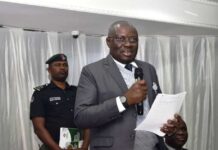 The Representative of the Minister of Agriculture and Food Security and Permanent Secretary in the Ministry, Dr Marcus Olaniyi Ogunbiyi, during the inauguration ceremony.