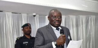 The Representative of the Minister of Agriculture and Food Security and Permanent Secretary in the Ministry, Dr Marcus Olaniyi Ogunbiyi, during the inauguration ceremony.
