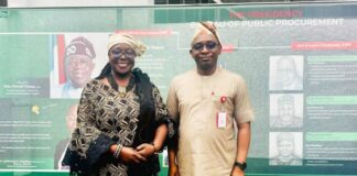 R-L: Director-General, Bureau of Public Procurement (BPP), Dr. Adebowale A. Adedokun, FCIPS, ACFE and the Resident Representatives, United Nations Development Programme (UNDP) Mrs. Elsie G. Attafuah during the UNDP visit to BPP in Abuja