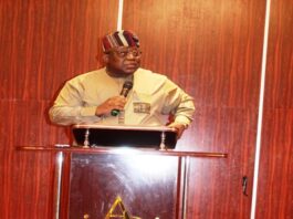 Hon. Chairman, Federal Civil Service Commission (FCSC), Prof. Tunji Olaopa during his opening remark at the FCSC Strategic Workshop Retreat at Abuja Intercontinental Hotel, (former Sheraton Hotel) Abuja. Federal Civil Service Commission Press Release,
