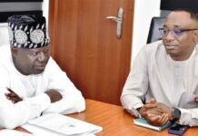 R-L: Director-General, Bureau of Public Procurement (BPP), Dr. Adebowale A. Adedokun, FCIPS, ACFE and Chairman, House Committee on Disability, Hon. Bashiru Dawodu during the meeting at BPP office in Abuja
