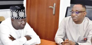 R-L: Director-General, Bureau of Public Procurement (BPP), Dr. Adebowale A. Adedokun, FCIPS, ACFE and Chairman, House Committee on Disability, Hon. Bashiru Dawodu during the meeting at BPP office in Abuja