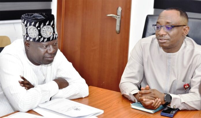 R-L: Director-General, Bureau of Public Procurement (BPP), Dr. Adebowale A. Adedokun, FCIPS, ACFE and Chairman, House Committee on Disability, Hon. Bashiru Dawodu during the meeting at BPP office in Abuja
