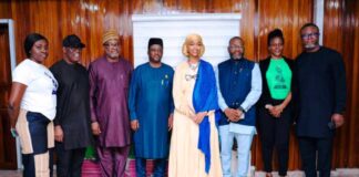 Hon. Minister FMACT&CE,Barr. Hannatu Musa Musawa, flanked by The Permanent Secretary, Dr Mukhtar Yawale Muhammad and the AFRIMA representatives at the inauguration of LOC for AFRIMA 2025.