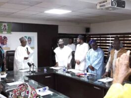 The Honourable Coordinating Minister for Health & Social Welfare Prof. Muhammad Ali Pate officially inaugurating the Statutory members of the Governing Council of the Nigeria Health Insurance Authority NHIA, an agency under the Federal Ministry of Health & Social Welfare.