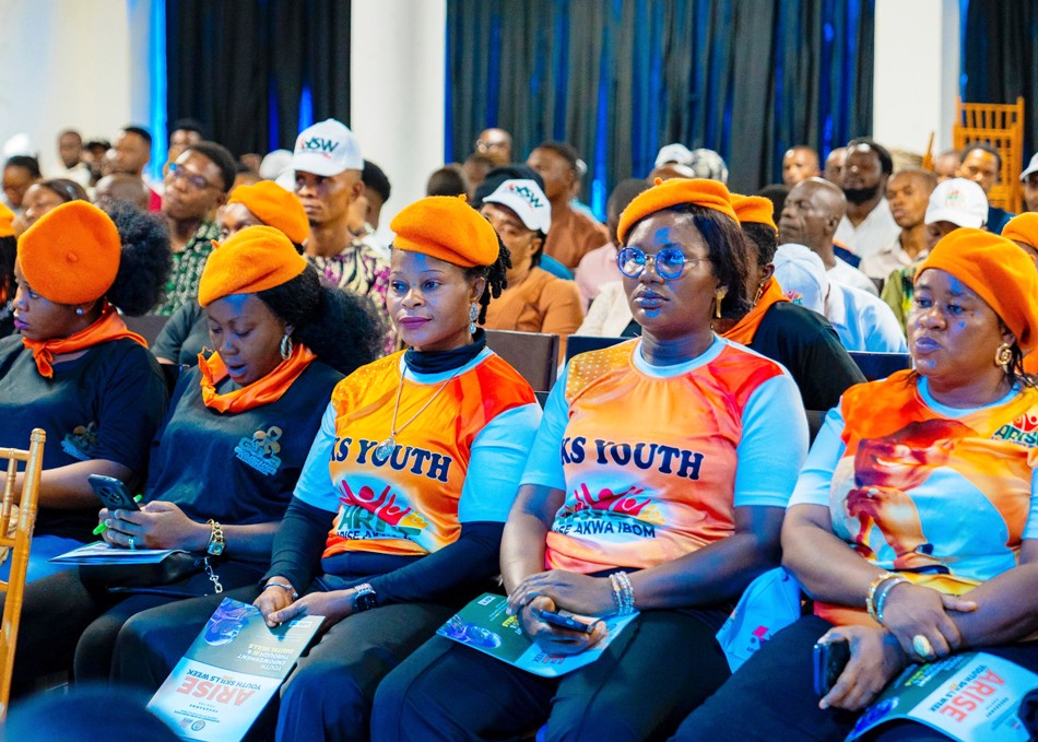 A Cross-Section of Guests and Participants at the opening ceremony of ARISE Youth Skills Week 2025 in Uyo, Akwa Ibom. The Honourable Minister of Youth Development described the launch of the ambassador programme as a strategic move to bring Federal youth programmes closer to communities