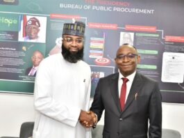 R-L: Director-General, Bureau of Public Procurement (BPP), Dr. Adebowale A. Adedokun, FCIPS, ACFE with the Executive Vice Chairman/Chief Executive Officer, National Agency for Science and Engineering Infrastructure (NASENI), Khali Halilu during the BPP/NASENI signing of MoU in Abuja