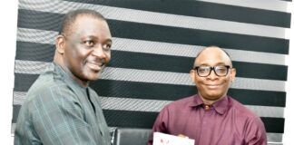 Right: Director-General, Bureau of Public Procurement (BPP) Dr. Adebowale A. Adedokun, FCIPS, ACFE, receiving membership Brochure from the Vice President, Nigerian Institute of Public Relations (NIPR) Prof. Emmanuel S. Dandaura, Fnipr during the NIPR visit to BPP in Abuja