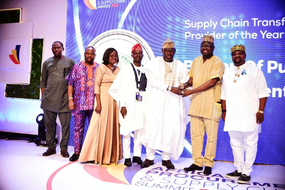 R-L Director Procurement, Federal Ministry of Regional Development, Engr. Abdulrasheed A. Lawal, in a group photograph with other awards recipients at the Africa Procurement and supply chain summit and Awards 2025 held in Lagos, Nigeria.