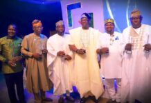 R-L Director Procurement, Federal Ministry of Regional Development, Engr. Abdulrasheed A. Lawal, in a group photograph with other awards recipients at the Africa Procurement and supply chain summit and Awards 2025 held in Lagos, Nigeria.