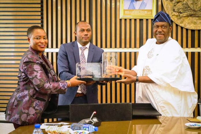 SGF Showers Encomiums On Prof. Oramah Secretary to the Government of the Federation, Sen. George Akume, fnim, CON, receives in audience delegation from Afreximbank led by its Managing Director, Export Development, Mrs. Oluranti Doherty in company of the CEO of African Medical Centre of Excellence (AMCE), Brian Deaver, on Thursday, 3rd July, 2025 in Abuja