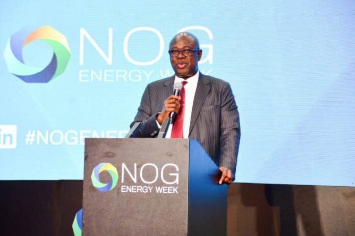 Honourable Minister of State Petroleum Resources (Oil), Sen. Heineken Lokpobiri, PhD delivering his address at the opening ceremony of 2025 NOG Energy Week.